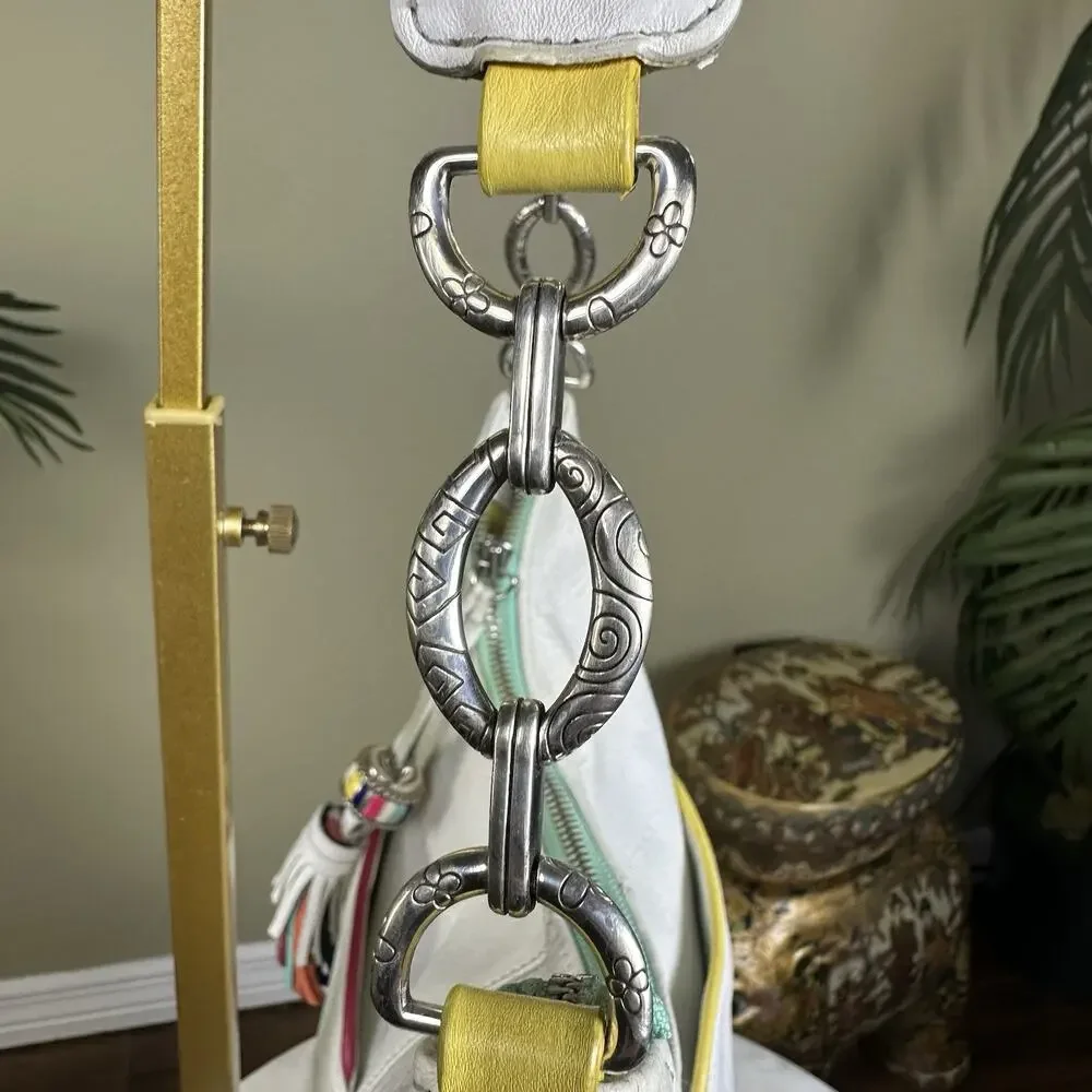 Brighton Lumina Hobo bag White with piping butter Soft Leather Perfect Ornate